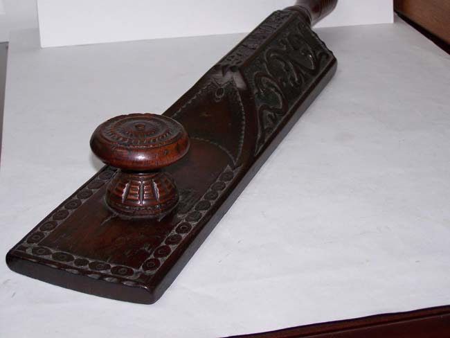 An early 18th century  Dutch Fruitwood Mangle dated 1715 with initials A D W — image 3